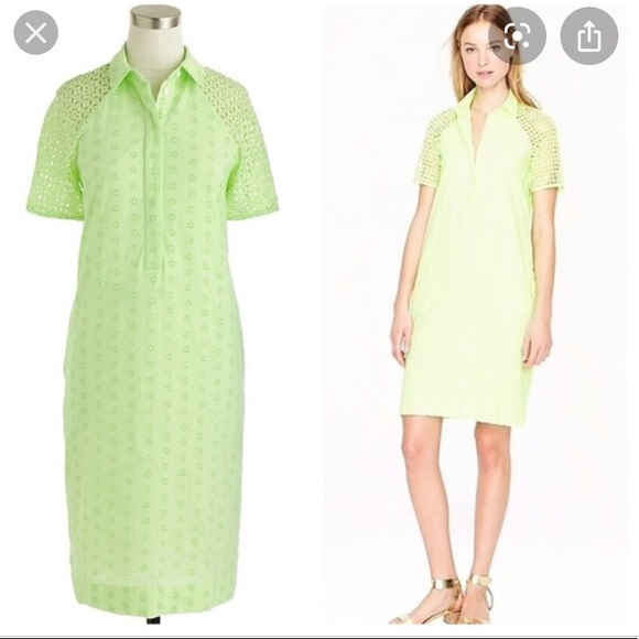 J. Crew Dresses & Skirts - J. Crew Neon Eyelet Shirt Dress Size 6